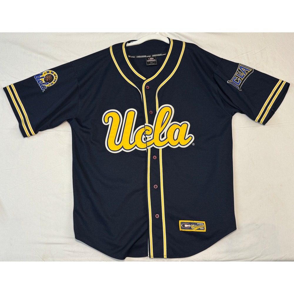 Colosseum UCLA Bruins Baseball Jersey Mens XL Navy Blue Yellow Button Up NCAA